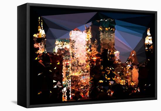 Low Poly New York Art - The Empire State Building and City-Philippe Hugonnard-Framed Stretched Canvas