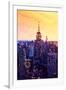 Low Poly New York Art - The Empire State Building at Sunset-Philippe Hugonnard-Framed Art Print