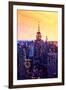 Low Poly New York Art - The Empire State Building at Sunset-Philippe Hugonnard-Framed Art Print