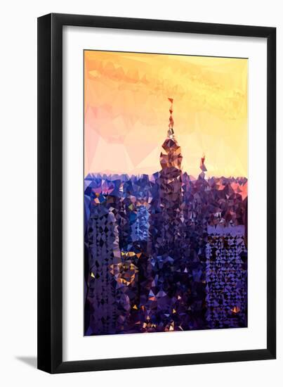 Low Poly New York Art - The Empire State Building at Sunset-Philippe Hugonnard-Framed Art Print