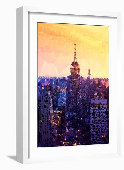 Low Poly New York Art - The Empire State Building at Sunset-Philippe Hugonnard-Framed Art Print