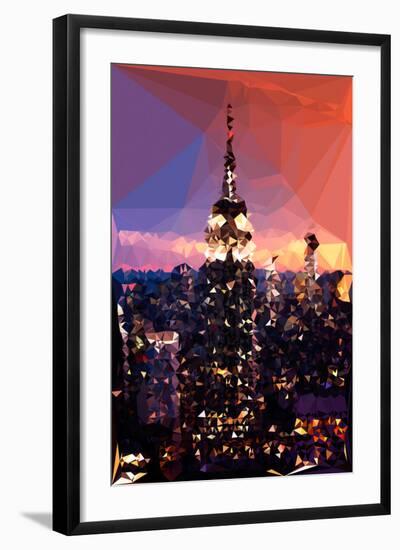 Low Poly New York Art - The Empire State Building by Night-Philippe Hugonnard-Framed Art Print