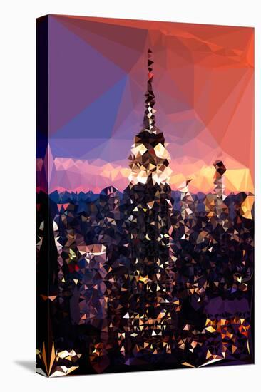 Low Poly New York Art - The Empire State Building by Night-Philippe Hugonnard-Stretched Canvas