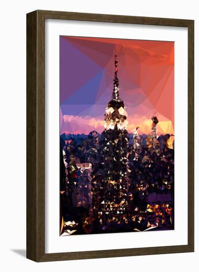 Low Poly New York Art - The Empire State Building by Night-Philippe Hugonnard-Framed Art Print