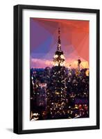 Low Poly New York Art - The Empire State Building by Night-Philippe Hugonnard-Framed Art Print
