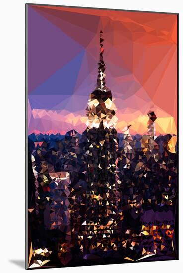 Low Poly New York Art - The Empire State Building by Night-Philippe Hugonnard-Mounted Art Print