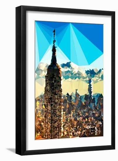 Low Poly New York Art - The Empire State Building Sunset II-Philippe Hugonnard-Framed Art Print