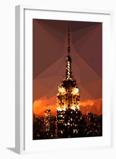 Low Poly New York Art - Top of the Empire state Building at Night-Philippe Hugonnard-Framed Art Print