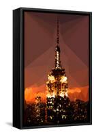 Low Poly New York Art - Top of the Empire state Building at Night-Philippe Hugonnard-Framed Stretched Canvas