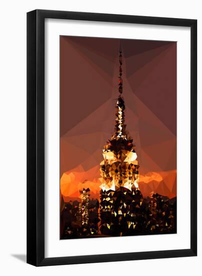 Low Poly New York Art - Top of the Empire state Building at Night-Philippe Hugonnard-Framed Art Print