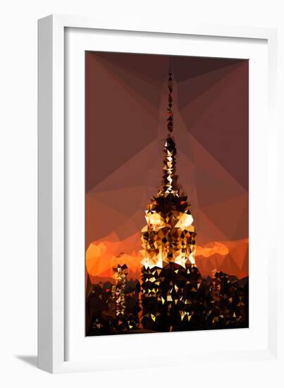 Low Poly New York Art - Top of the Empire state Building at Night-Philippe Hugonnard-Framed Art Print