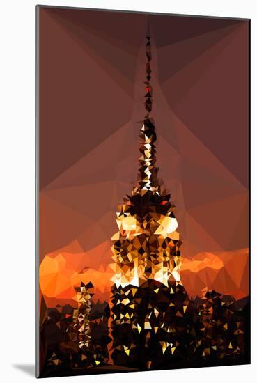 Low Poly New York Art - Top of the Empire state Building at Night-Philippe Hugonnard-Mounted Art Print