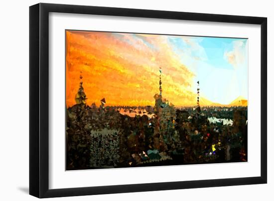 Low Poly New York Art - View of City at Sunset-Philippe Hugonnard-Framed Art Print