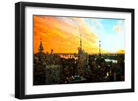 Low Poly New York Art - View of City at Sunset-Philippe Hugonnard-Framed Art Print