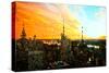 Low Poly New York Art - View of City at Sunset-Philippe Hugonnard-Stretched Canvas