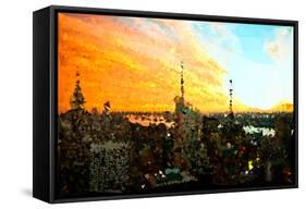 Low Poly New York Art - View of City at Sunset-Philippe Hugonnard-Framed Stretched Canvas