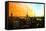 Low Poly New York Art - View of City at Sunset-Philippe Hugonnard-Framed Stretched Canvas