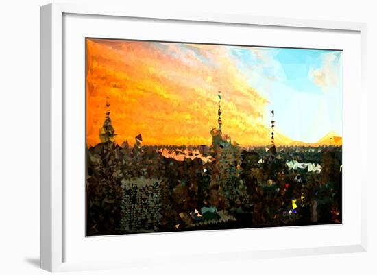 Low Poly New York Art - View of City at Sunset-Philippe Hugonnard-Framed Art Print