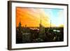 Low Poly New York Art - View of City at Sunset-Philippe Hugonnard-Framed Art Print