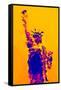 Low Poly New York Art - Yellow Lady Liberty-Philippe Hugonnard-Framed Stretched Canvas