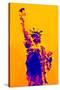 Low Poly New York Art - Yellow Lady Liberty-Philippe Hugonnard-Stretched Canvas