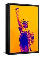 Low Poly New York Art - Yellow Lady Liberty-Philippe Hugonnard-Framed Stretched Canvas