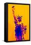 Low Poly New York Art - Yellow Lady Liberty-Philippe Hugonnard-Framed Stretched Canvas