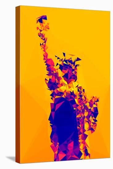 Low Poly New York Art - Yellow Lady Liberty-Philippe Hugonnard-Stretched Canvas