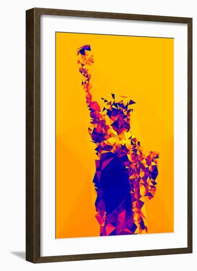 Low Poly New York Art - Yellow Lady Liberty-Philippe Hugonnard-Framed Art Print