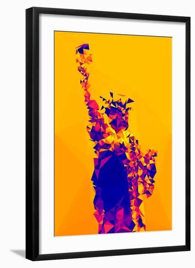 Low Poly New York Art - Yellow Lady Liberty-Philippe Hugonnard-Framed Art Print