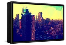 Low Poly New York Art - Yellow Manhattan-Philippe Hugonnard-Framed Stretched Canvas