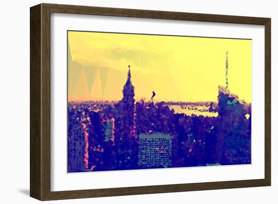 Low Poly New York Art - Yellow Sunset-Philippe Hugonnard-Framed Art Print