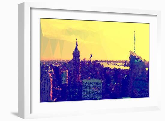 Low Poly New York Art - Yellow Sunset-Philippe Hugonnard-Framed Art Print