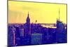 Low Poly New York Art - Yellow Sunset-Philippe Hugonnard-Mounted Art Print