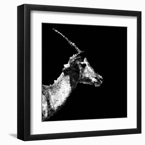 Low Poly Safari Art - Antelope Profile - Black Edition II-Philippe Hugonnard-Framed Art Print