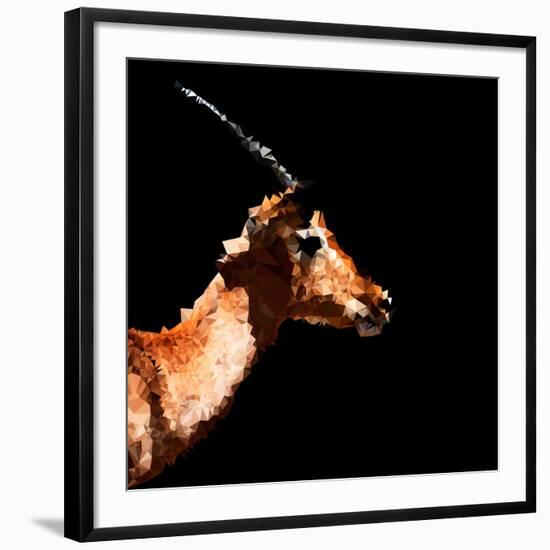 Low Poly Safari Art - Antelope Profile - Black Edition-Philippe Hugonnard-Framed Art Print