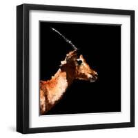 Low Poly Safari Art - Antelope Profile - Black Edition-Philippe Hugonnard-Framed Art Print