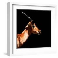 Low Poly Safari Art - Antelope Profile - Black Edition-Philippe Hugonnard-Framed Art Print