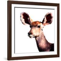 Low Poly Safari Art - Antelope - White Edition-Philippe Hugonnard-Framed Art Print