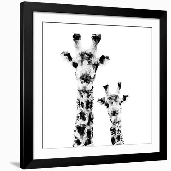 Low Poly Safari Art - Giraffes - White Edition II-Philippe Hugonnard-Framed Art Print