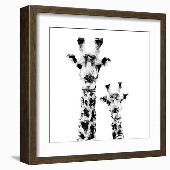 Low Poly Safari Art - Giraffes - White Edition II-Philippe Hugonnard-Framed Art Print