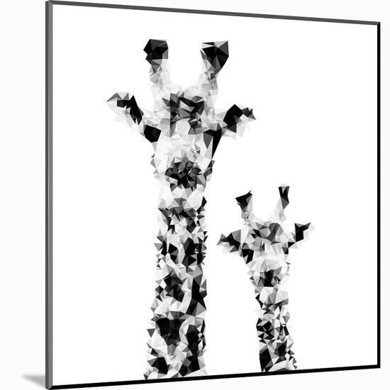 Low Poly Safari Art - Giraffes - White Edition II-Philippe Hugonnard-Mounted Art Print