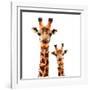 Low Poly Safari Art - Giraffes - White Edition-Philippe Hugonnard-Framed Art Print