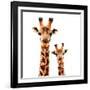 Low Poly Safari Art - Giraffes - White Edition-Philippe Hugonnard-Framed Art Print