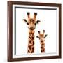 Low Poly Safari Art - Giraffes - White Edition-Philippe Hugonnard-Framed Art Print