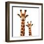 Low Poly Safari Art - Giraffes - White Edition-Philippe Hugonnard-Framed Art Print