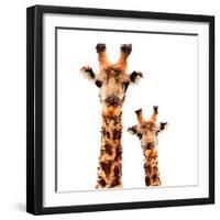 Low Poly Safari Art - Giraffes - White Edition-Philippe Hugonnard-Framed Premium Giclee Print