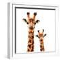 Low Poly Safari Art - Giraffes - White Edition-Philippe Hugonnard-Framed Premium Giclee Print