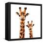 Low Poly Safari Art - Giraffes - White Edition-Philippe Hugonnard-Framed Stretched Canvas