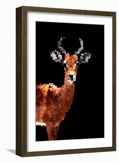 Low Poly Safari Art - Impala Antelope - Black Edition-Philippe Hugonnard-Framed Art Print